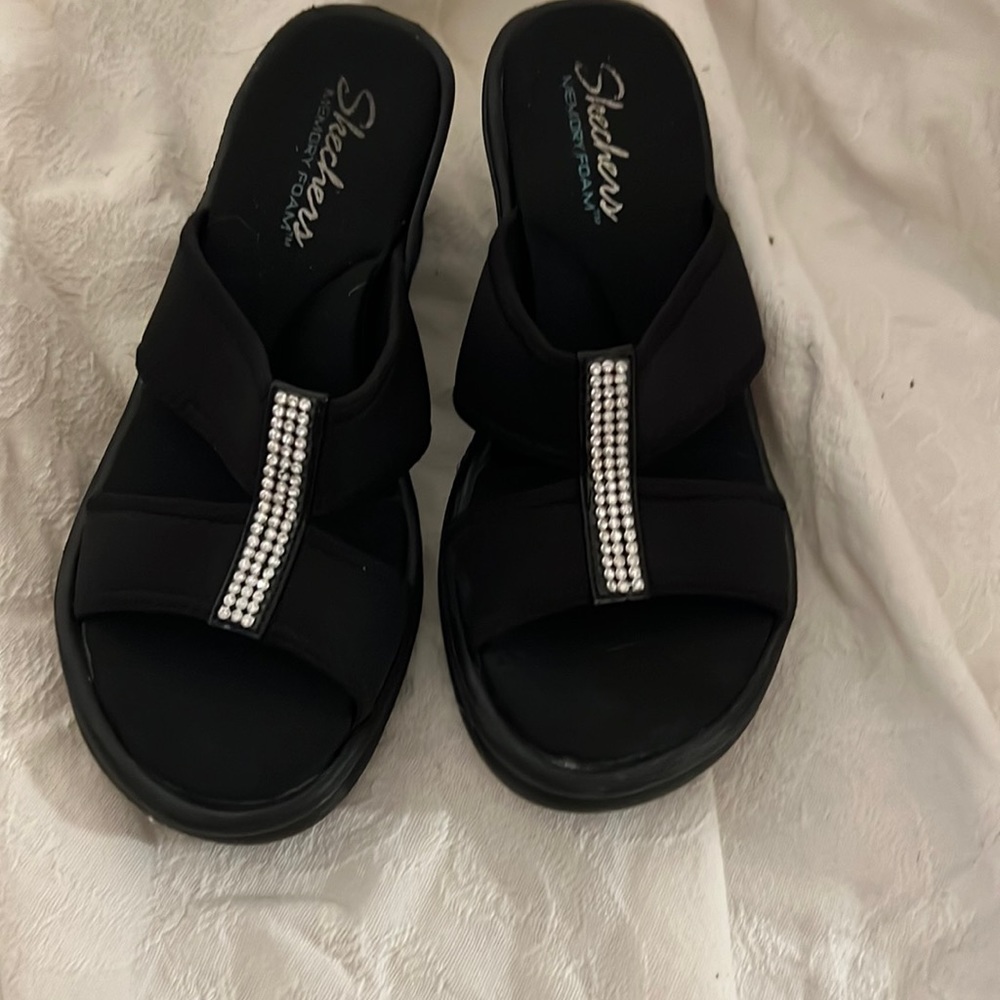Sketchers slip on wedge sandals